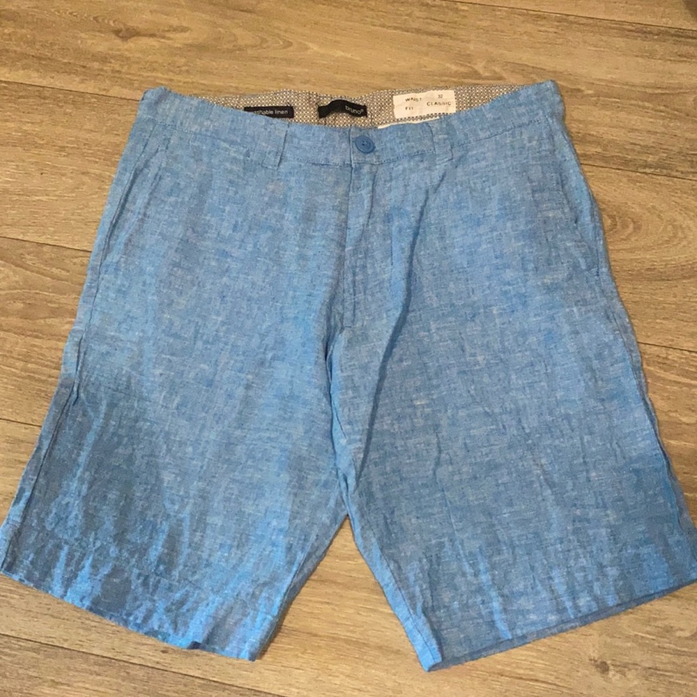 Men Bruno Washable Linen Blue Shorts
